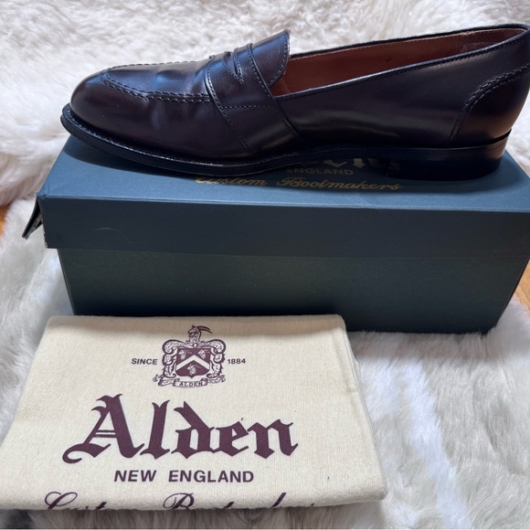 Alden Men’s Dark Brown Leather Full Strap Slip-On Loafers Size 10.5C - Picture 6 of 11